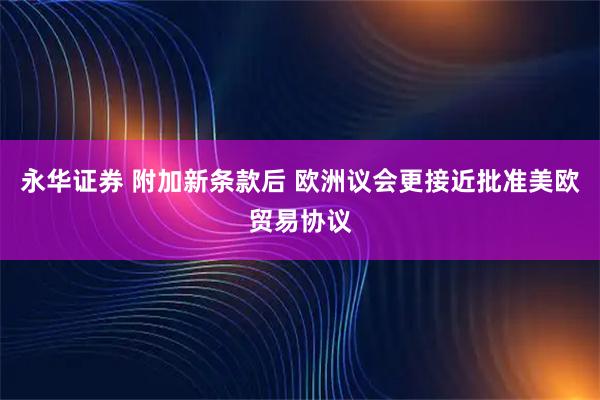 永华证券 附加新条款后 欧洲议会更接近批准美欧贸易协议