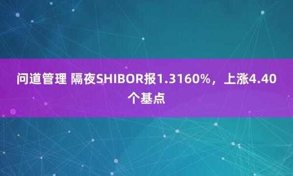 问道管理 隔夜SHIBOR报1.3160%，上涨4.40个基点